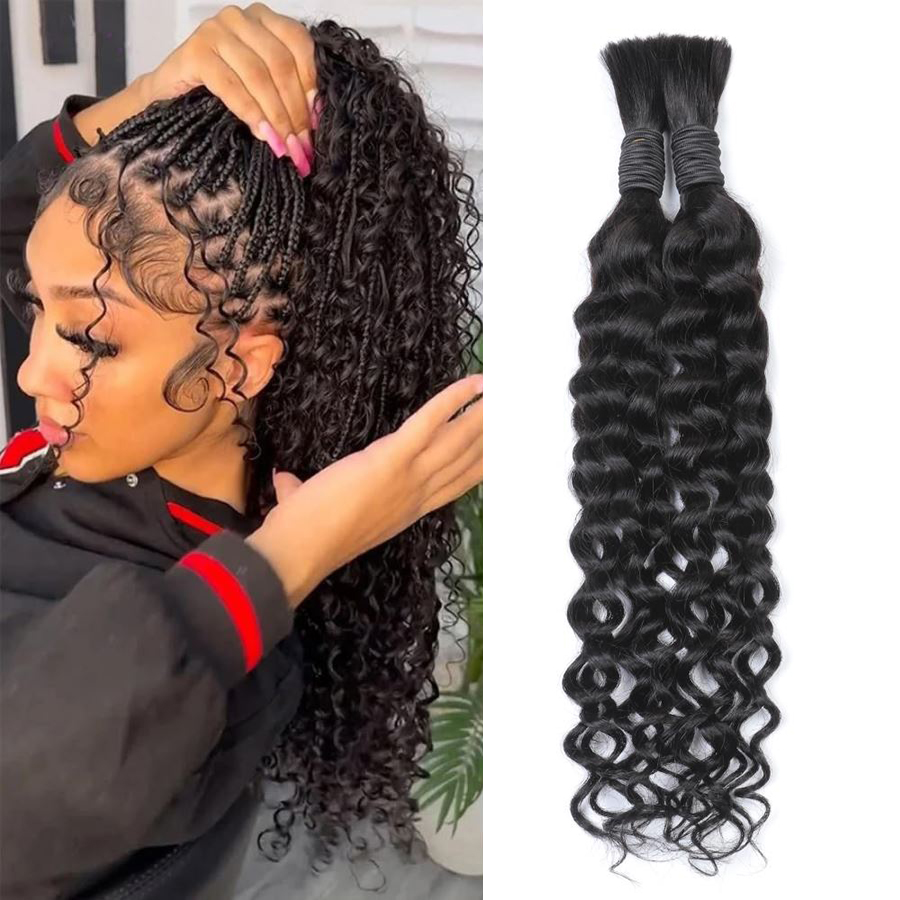 Water Wave Bulk Human Hair For Braiding - Boho Water Wave Human Hair for