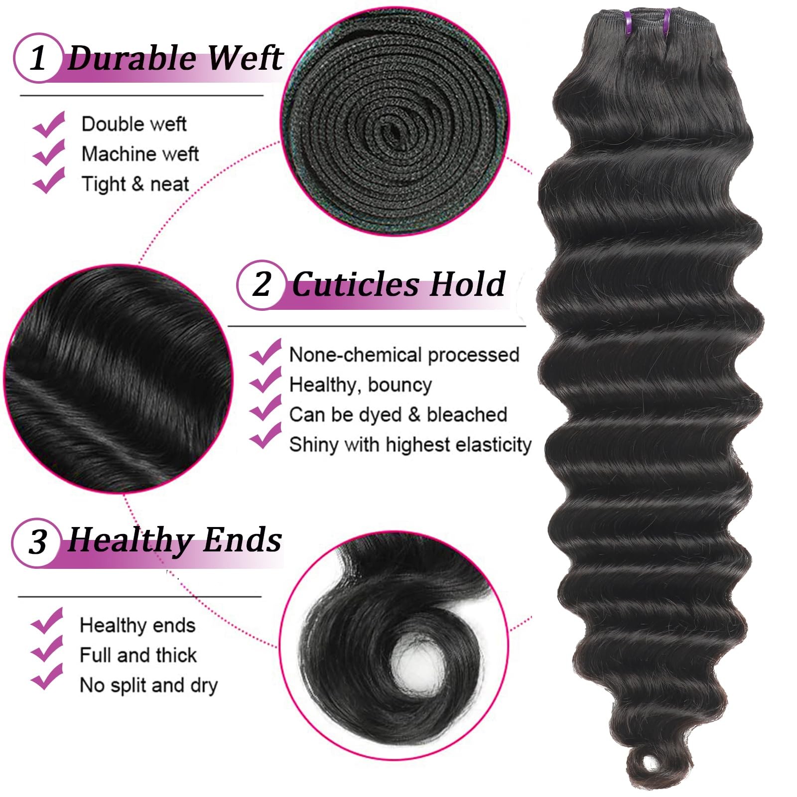 Loose Deep Wave Bundles With C - огляд і ціна Deep Wave 3 Bundles With Closure