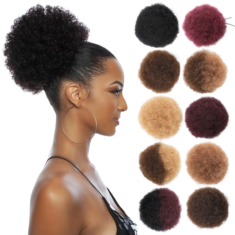 100% Human Hair 8 Inch Short A - огляд і ціна Drawstring Afro Curly Puff Ponytail