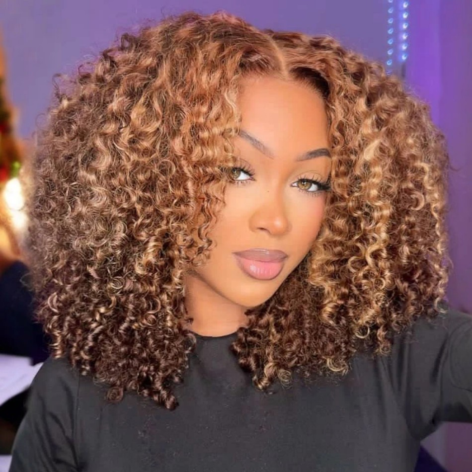 P4/27 Highlight Curly Short Bo - огляд і ціна Glueless Wear And Go Human Hair Wig