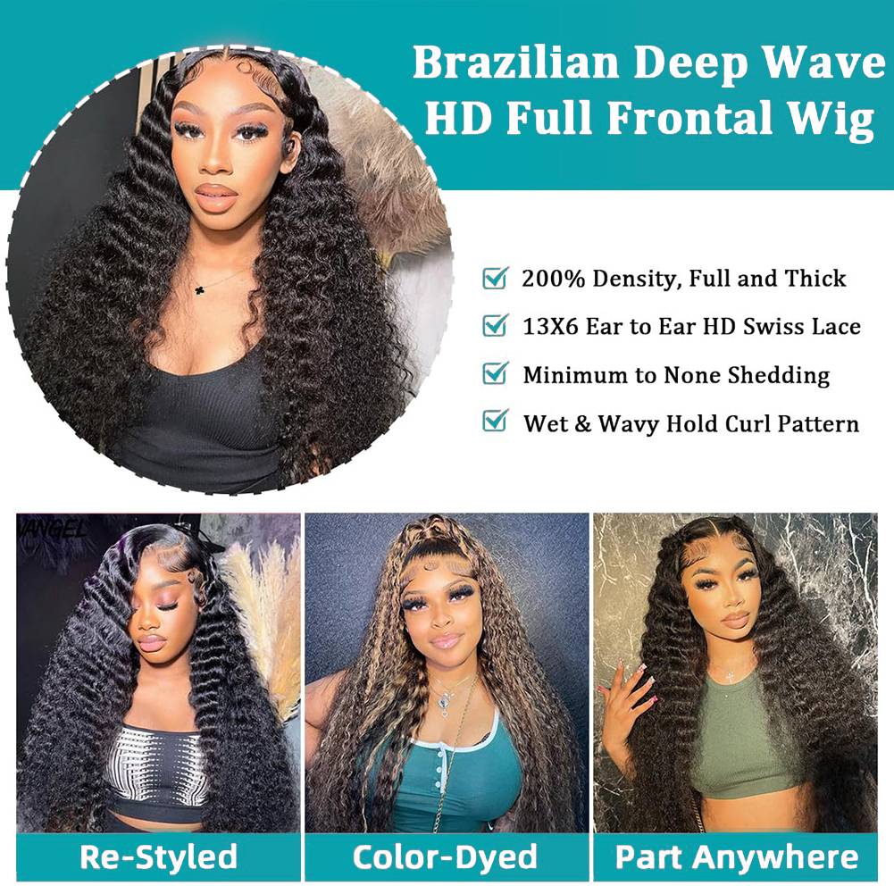 40 46 Inch Deep Wave 13x6 13x4 - огляд і ціна Human Hair Wigs