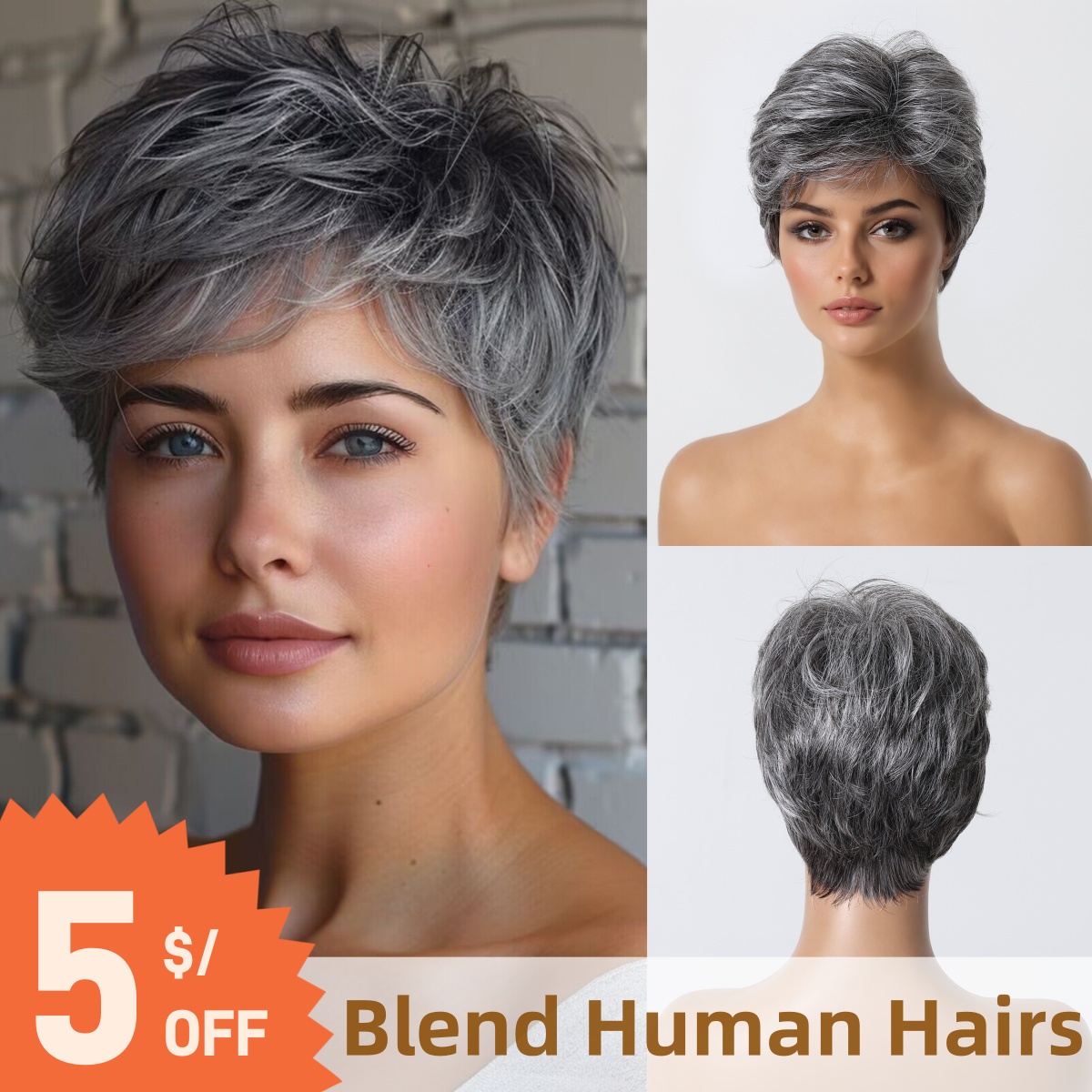 Short Pixie Cut Grey Human Hai - огляд і ціна Short Pixie Cut Wig Human Hair Cheap